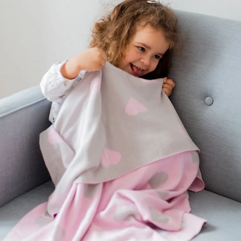 Kindsgut Couverture enfant cœurs 100 x 80 cm