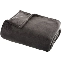 Atmosphera Couverture flanelle 180 x 230 cm - Gris foncé