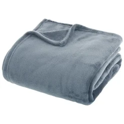 Atmosphera Couverture flanelle 180 x 230 cm bleu polyester New