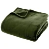 Atmosphera Couverture flanelle 180 x 230 cm kaki polyester