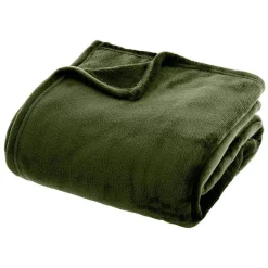 Atmosphera Couverture flanelle 180 x 230 cm kaki polyester