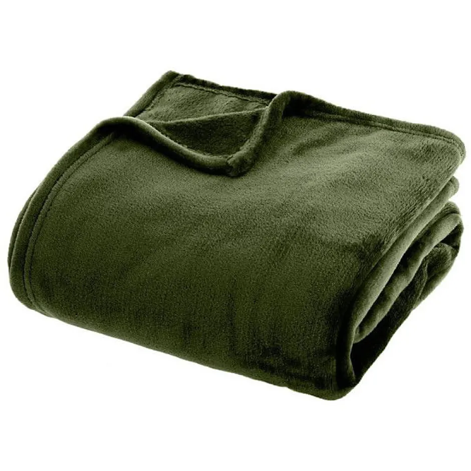Atmosphera Couverture flanelle 180 x 230 cm kaki polyester