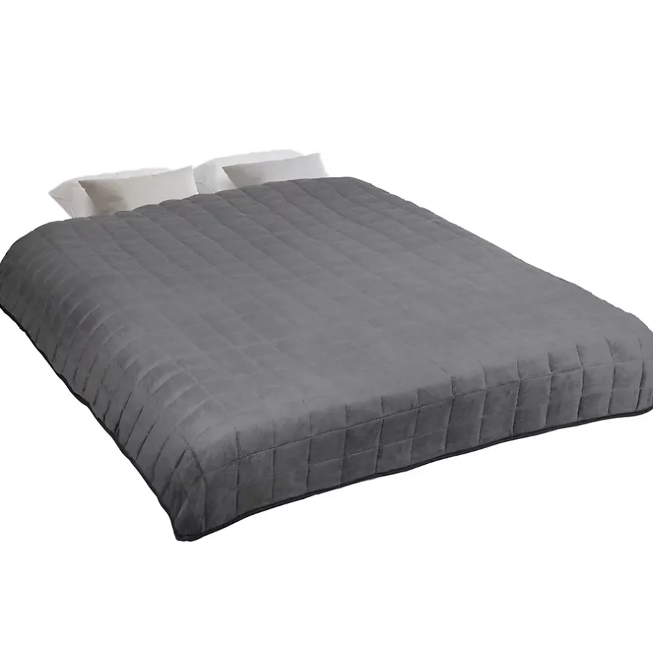 IDMarket Couverture lestée 150x200 CM CELESTE bicolore gris clair et gris 9 kg New
