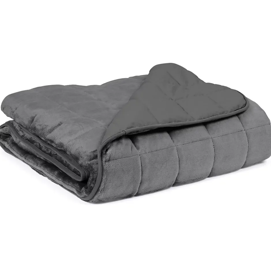 IDMarket Couverture lestée 150x200 CM CELESTE bicolore gris clair et gris 9 kg New