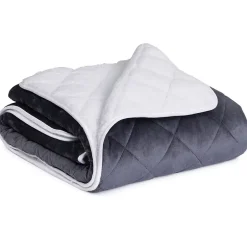IDMarket Couverture lestée 150x200 CM CELESTE biface polaire gris et blanc 7 kg