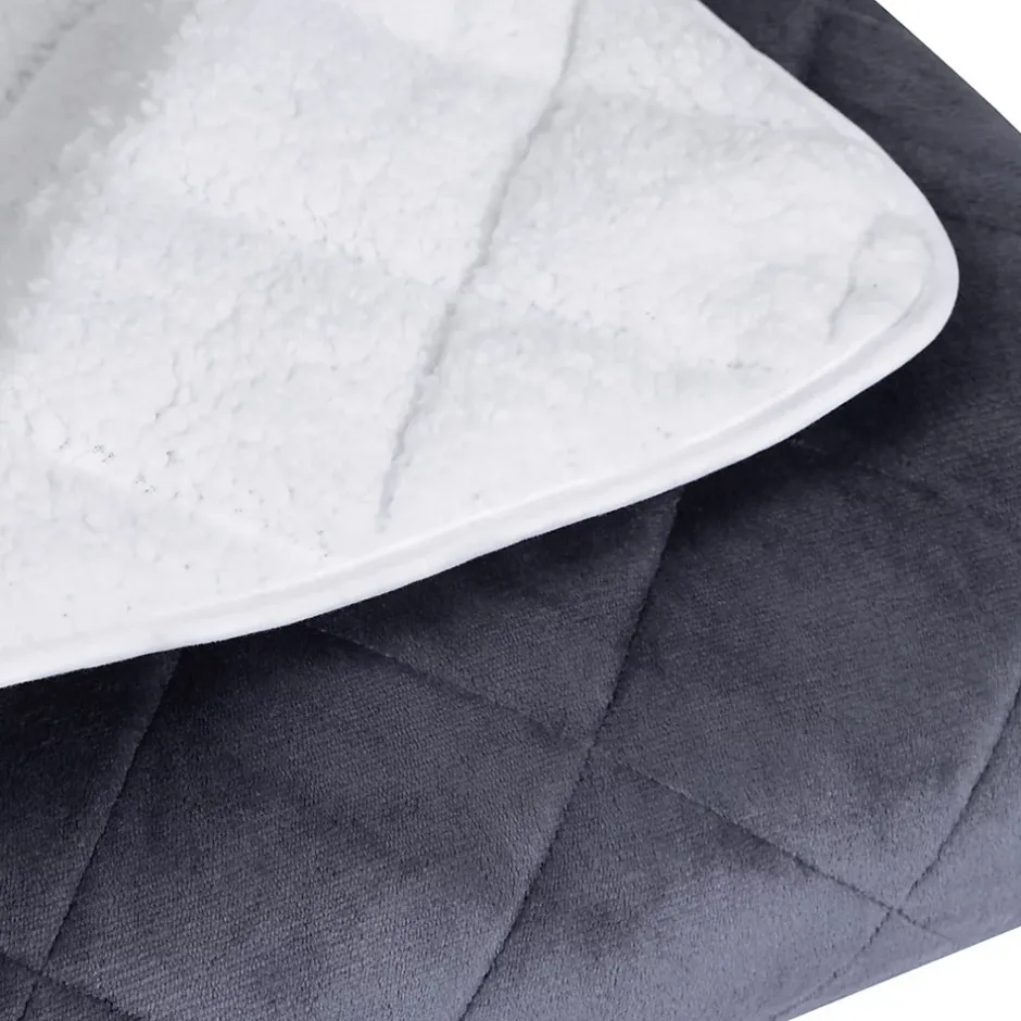 IDMarket Couverture lestée 150x200 CM CELESTE biface polaire gris et blanc 7 kg
