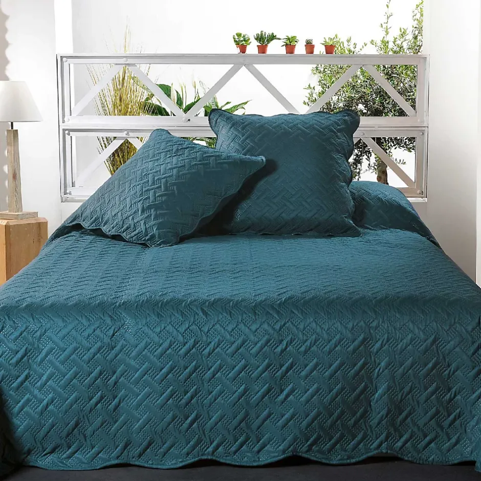 Linder Couverture molletonné surpiquage graphique (150x150 cm - Bleu Foncé) Clearance