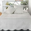 Linder Couverture molletonné surpiquage graphique (150x150 cm - Blanc cassé)