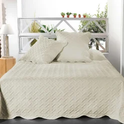 Linder Couverture molletonné surpiquage graphique (150x150 cm - Beige) Online