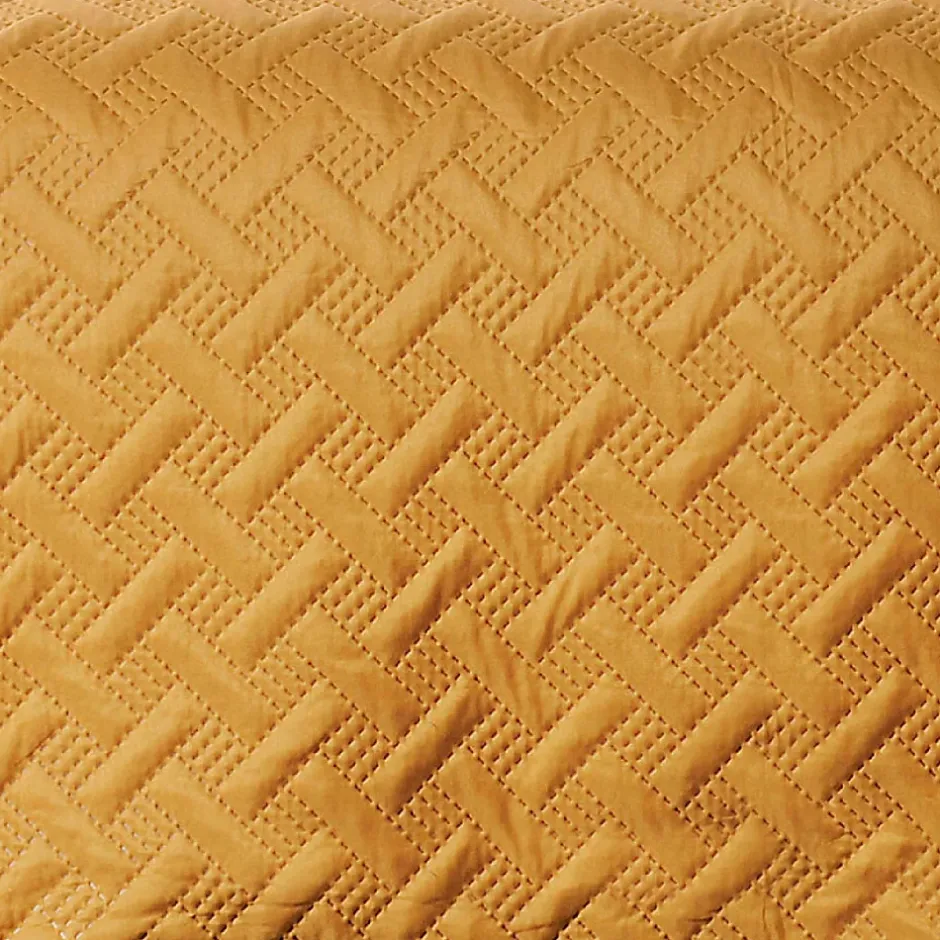 Linder Couverture molletonné surpiquage graphique (150x150 cm - Jaune) Sale