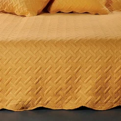 Linder Couverture molletonné surpiquage graphique (150x150 cm - Jaune) Sale
