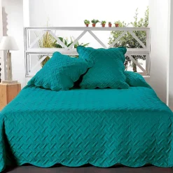 Linder Couverture molletonné surpiquage graphique (250x260 cm - Turquoise)