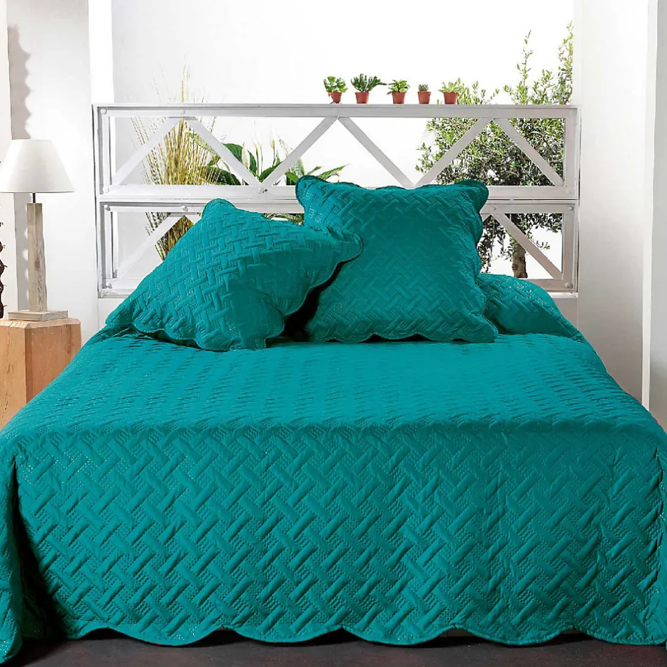 Linder Couverture molletonné surpiquage graphique (250x260 cm - Turquoise)