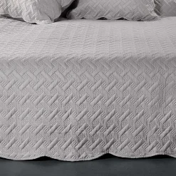 Linder Couverture molletonné surpiquage graphique (150x150 cm - Gris clair)