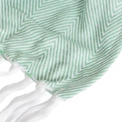 Sacasa Couverture plaid 100% coton bleu turquoise avec franges 180x220cm ZIGORA - Outlet