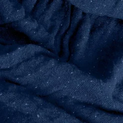 Sacasa Couverture plaid 100% coton bleu marine avec franges 130x170cm BITALD - Outlet
