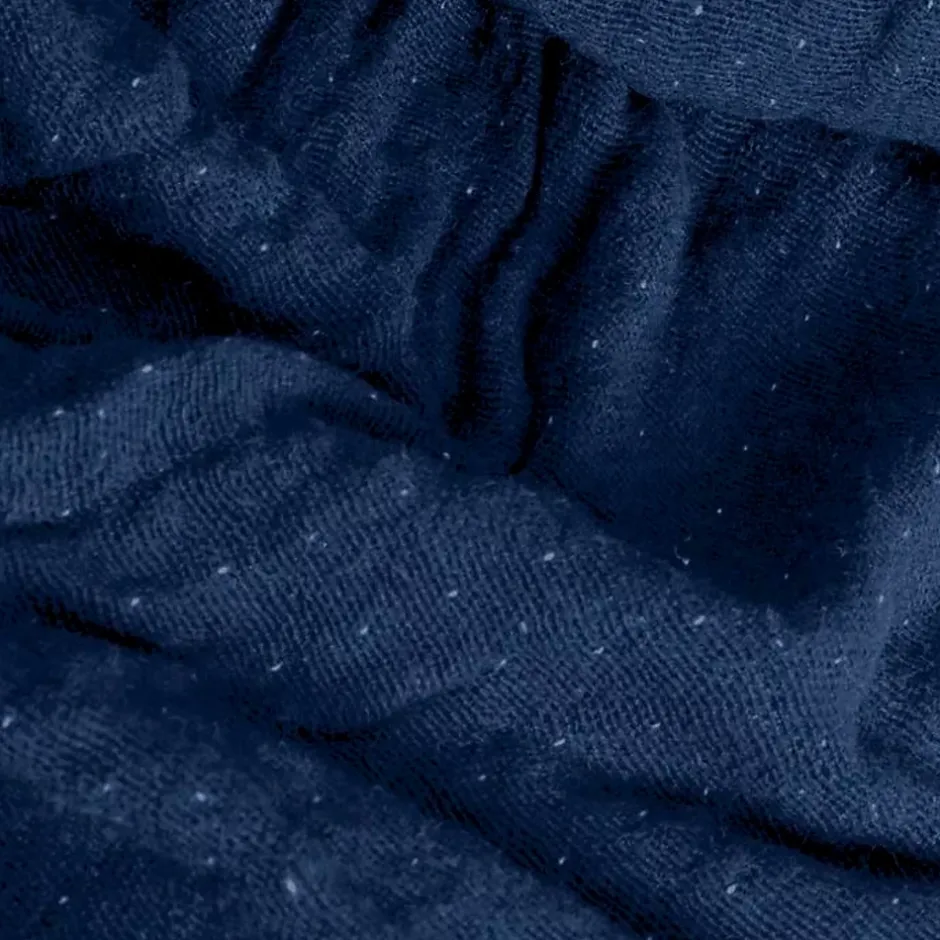 Sacasa Couverture plaid 100% coton bleu marine avec franges 130x170cm BITALD - Outlet