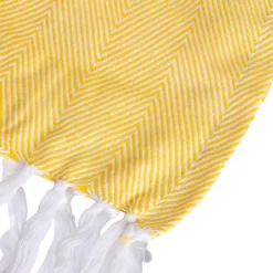 Sacasa Couverture plaid 100% coton jaune avec franges 180x220cm ZIGORA -
