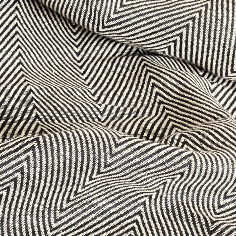 Sacasa Couverture plaid 100% coton noire avec franges ZIGGY -