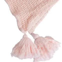 Sacasa Couverture plaid 100% coton rose pâle avec pompons 130x170cm ARNISKA -