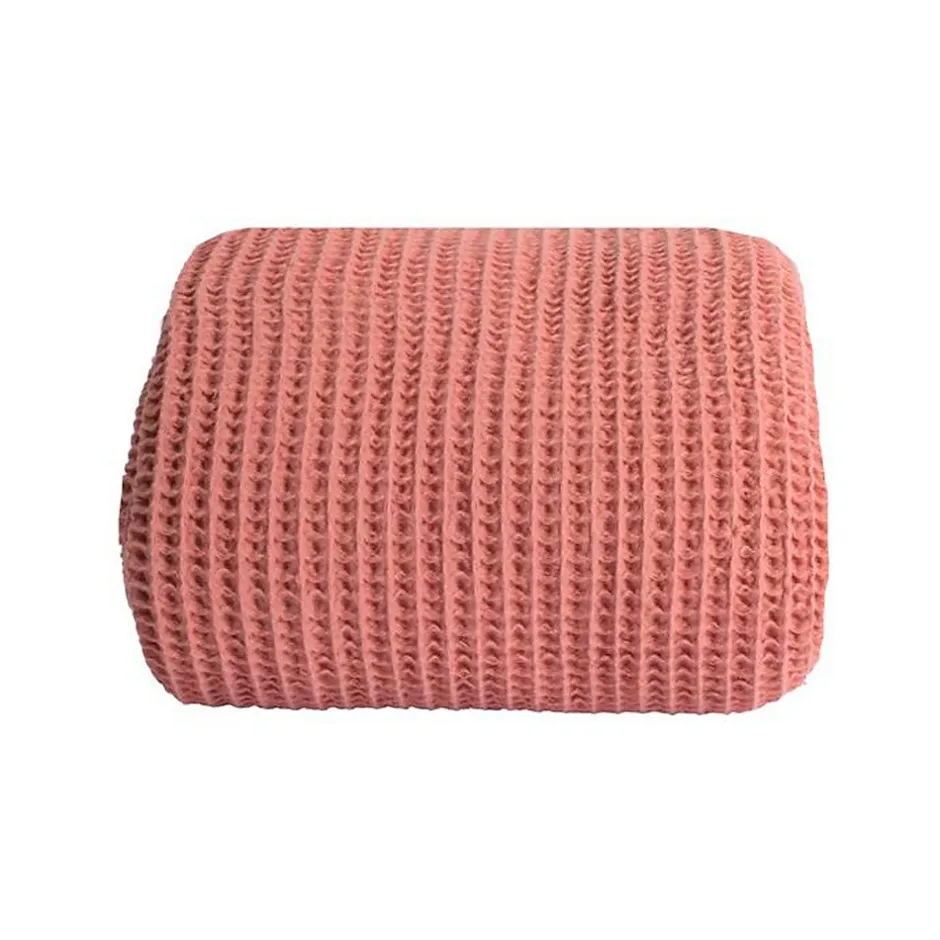 Sacasa Couverture plaid 100% coton rose saumon avec pompons 130x170cm ARNISKA -