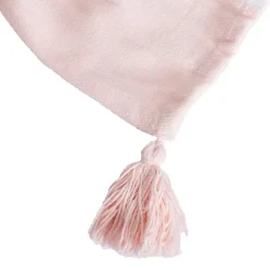 Sacasa Couverture plaid 100% coton rose pâle avec pompons 130x170cm SLAVANN - Outlet