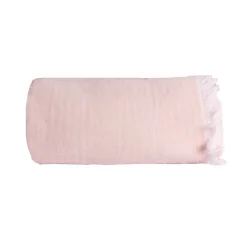 Sacasa Couverture plaid 100% coton rose pâle avec franges 130x170cm BITALD - Clearance