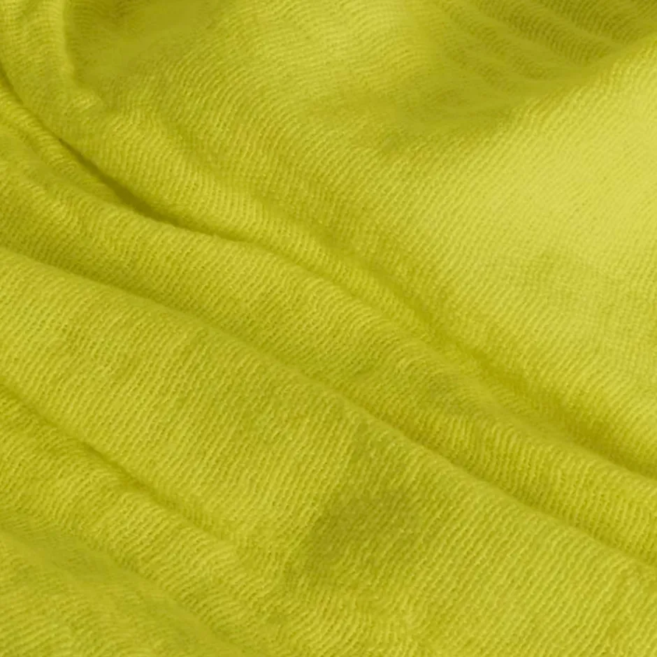 Sacasa Couverture plaid 100% coton vert citron avec franges 130x170cm BITALD - Online