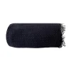 Sacasa Couverture plaid BITALD en coton 100 % - Noir avec franges - 130x170 cm - Hot