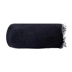 Sacasa Couverture plaid BITALD en coton 100 % - Noir avec franges - 130x170 cm - Hot