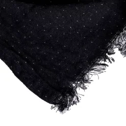 Sacasa Couverture plaid BITALD en coton 100 % - Noir avec franges - 130x170 cm - Hot