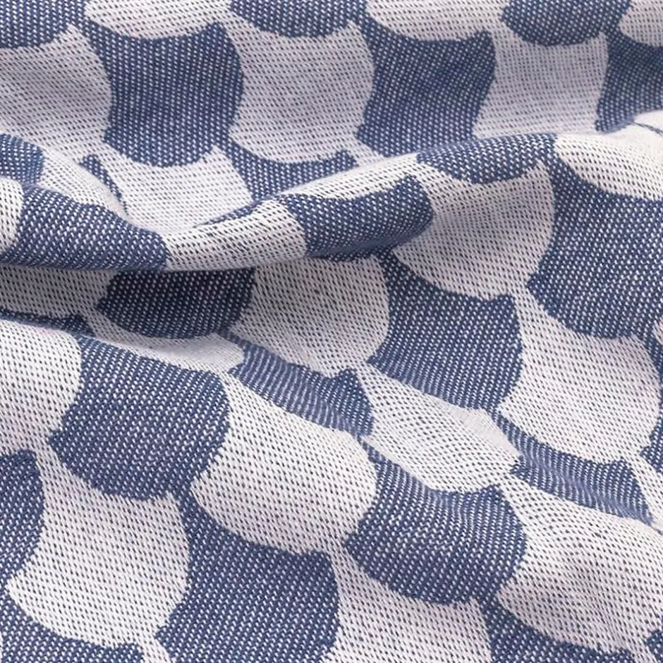 Sacasa Couverture plaid DROPALL 100% coton bleu marine et blanc 130x170 cm -