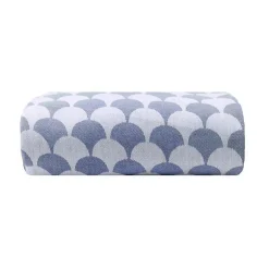 Sacasa Couverture plaid DROPALL 100% coton bleu marine et blanc 130x170 cm -