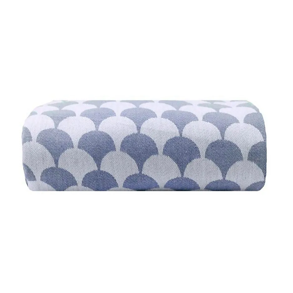 Sacasa Couverture plaid DROPALL 100% coton bleu marine et blanc 130x170 cm -