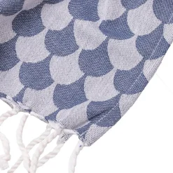 Sacasa Couverture plaid DROPALL 100% coton bleu marine et blanc 130x170 cm -