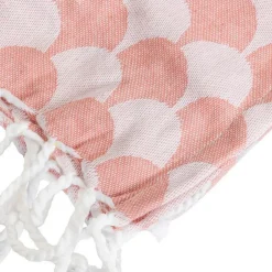 Sacasa Couverture plaid DROPALL en coton 100% - Rose saumon et blanc avec franges -