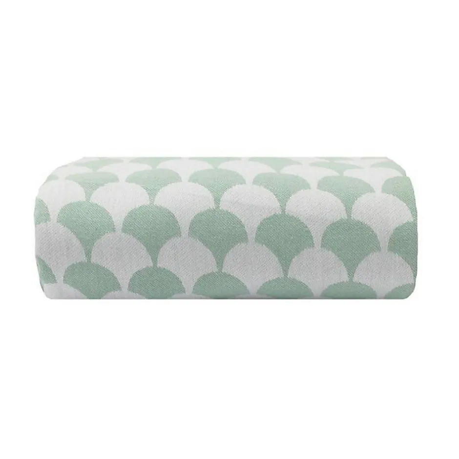 Sacasa Couverture plaid en coton 100% vert à franges - DROPALL -