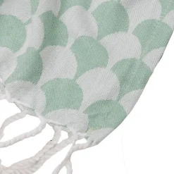 Sacasa Couverture plaid en coton 100% vert à franges - DROPALL -