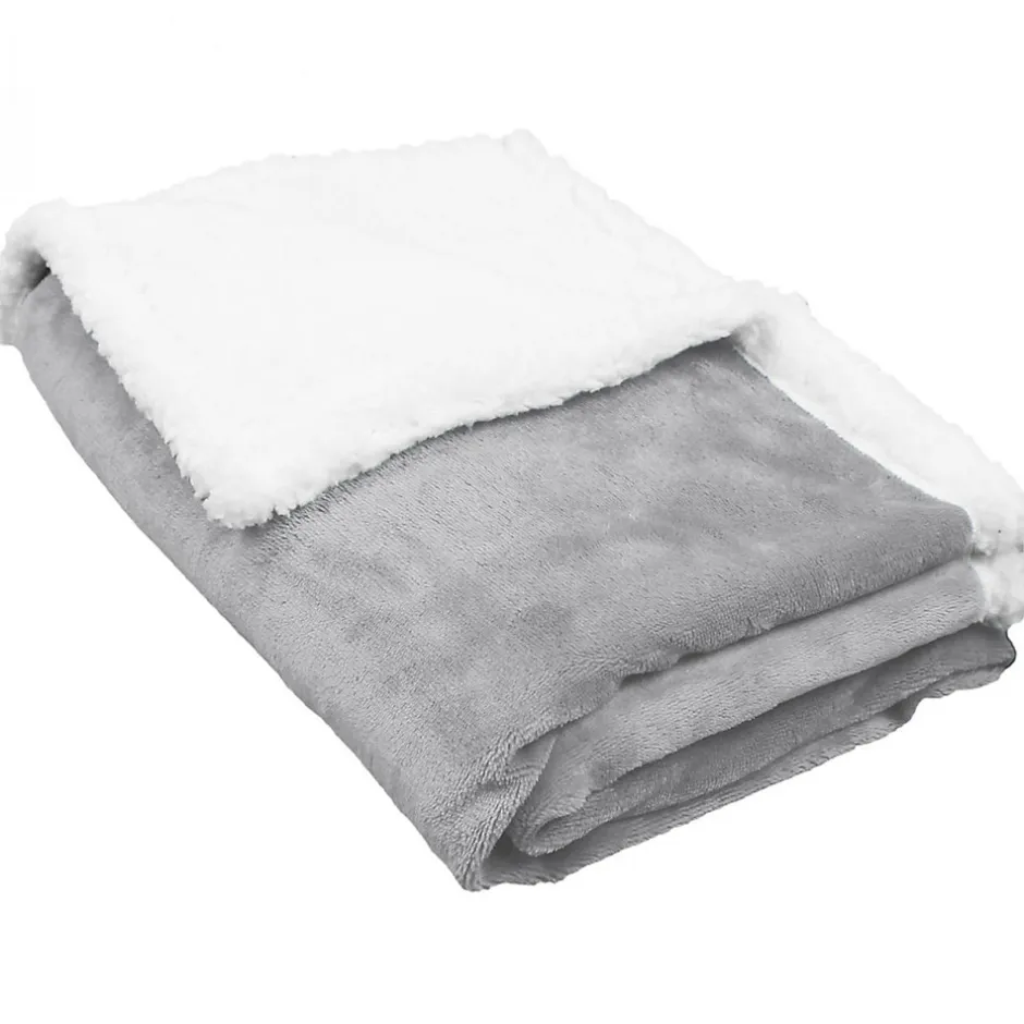 Monsieur Bébé Couverture, plaid polaire pour enfant 75 x 100 cm en flanelle et sherpa ultra doux - Bleu -