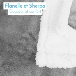 Monsieur Bébé Couverture, plaid polaire pour enfant 75 x 100 cm en flanelle et sherpa ultra doux - Bleu -
