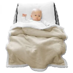 Monsieur Bébé Couverture, plaid polaire pour enfant 75 x 100 cm en flanelle et sherpa ultra doux - Bleu - Online