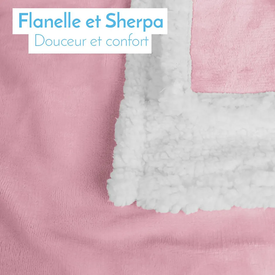 Monsieur Bébé Couverture, plaid polaire pour enfant 75 x 100 cm en flanelle et sherpa ultra doux - Bleu -