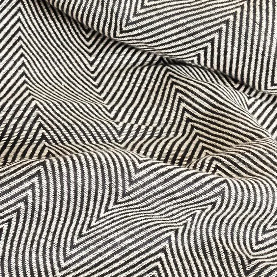 Sacasa Couverture plaid ZIGORA en coton 100 % - Noir avec franges 180x220 cm - Best