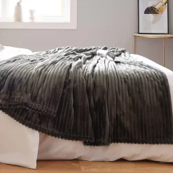 Couverture polaire - - Effet côtelé 3D (240x300 cm - Gris Foncé) Best