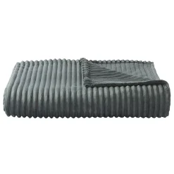 Couverture polaire - - Effet côtelé 3D (240x260 cm - Gris clair) Clearance