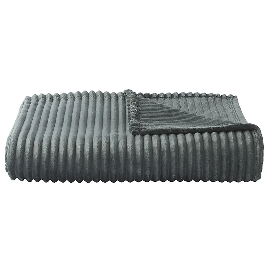 Couverture polaire - - Effet côtelé 3D (240x260 cm - Gris clair) Clearance