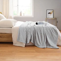 Toison d'Or Couverture polaire - - Effet côtelé 3D (180x240 cm - Gris Perle)