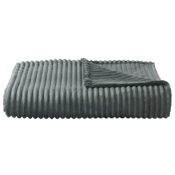 Couverture polaire - - Effet côtelé 3D (240x220 cm - Gris clair)