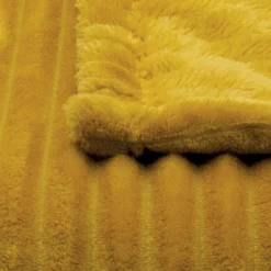 Toison d'Or Couverture polaire - - Effet côtelé 3D (240x260 cm - Jaune)