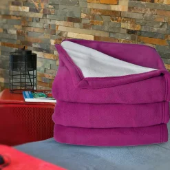 Linnea Couverture polaire luxe 180x220 cm 100% polyester 430g/m2 NARVIK Violet Prune New